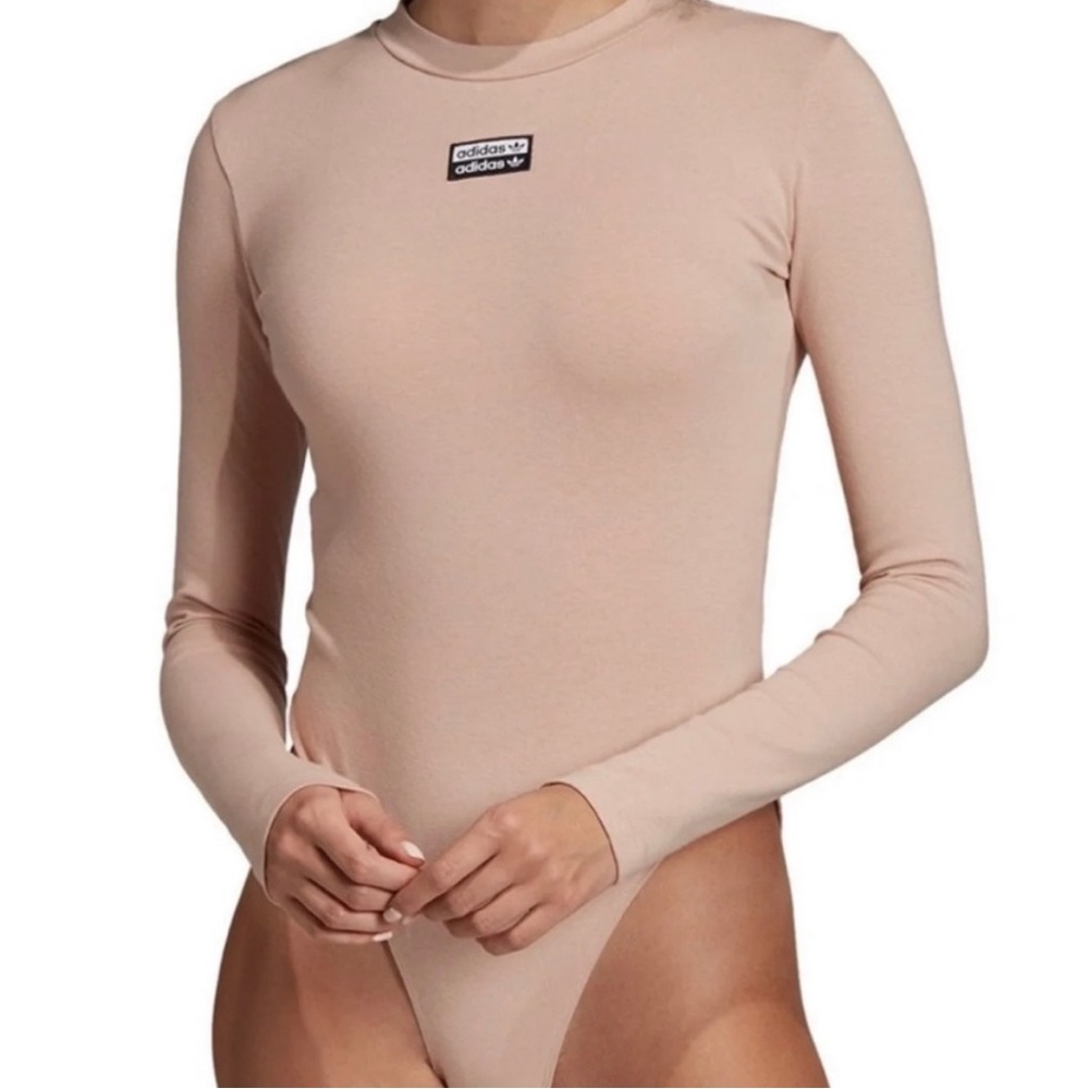 Adidas Nude Brown Cream Crewneck Logo Bodysuit SM